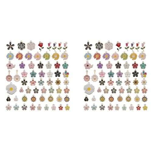 MAYCREATE® 120PCS Assorted Gold Plated Enamel Pendants Floral Themed Flower Charms for Jewelry Bracelet Earring Necklace Keychain DIY Accessories MAYCREATE® 120PCS Assorted Gold Plated Enamel Pendants Floral Themed Flower Charms for Jewelry Bracelet Earring Necklace Keychain DIY Accessories